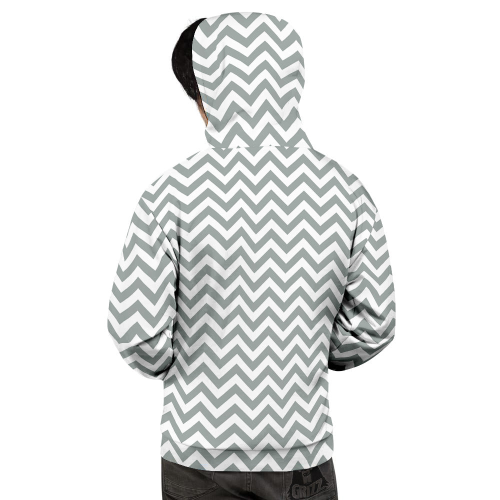 Silver Zigzag Print Pattern Men's Hoodie-grizzshop