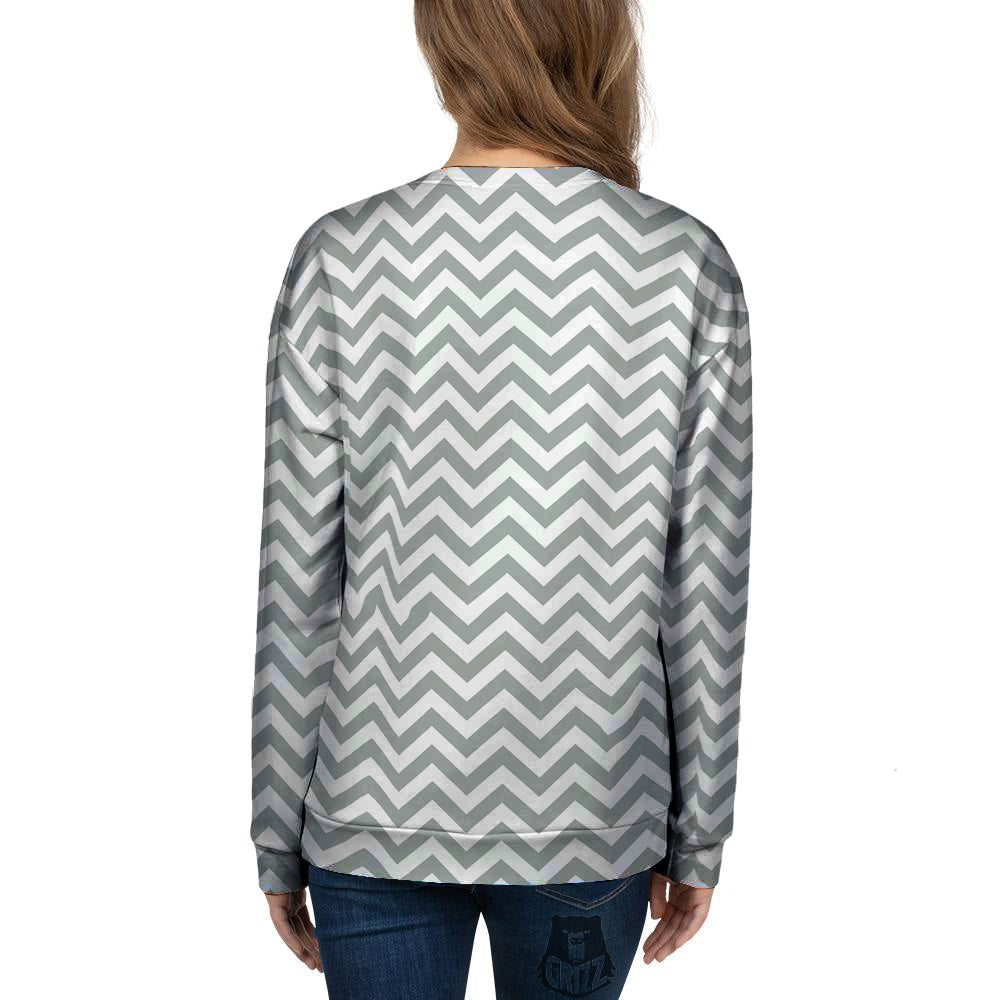 Silver Zigzag Print Pattern Women's Sweatshirt-grizzshop