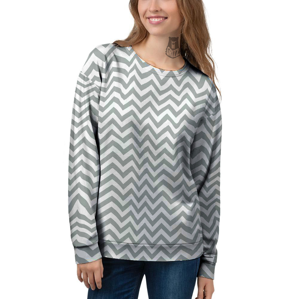 Silver Zigzag Print Pattern Women's Sweatshirt-grizzshop