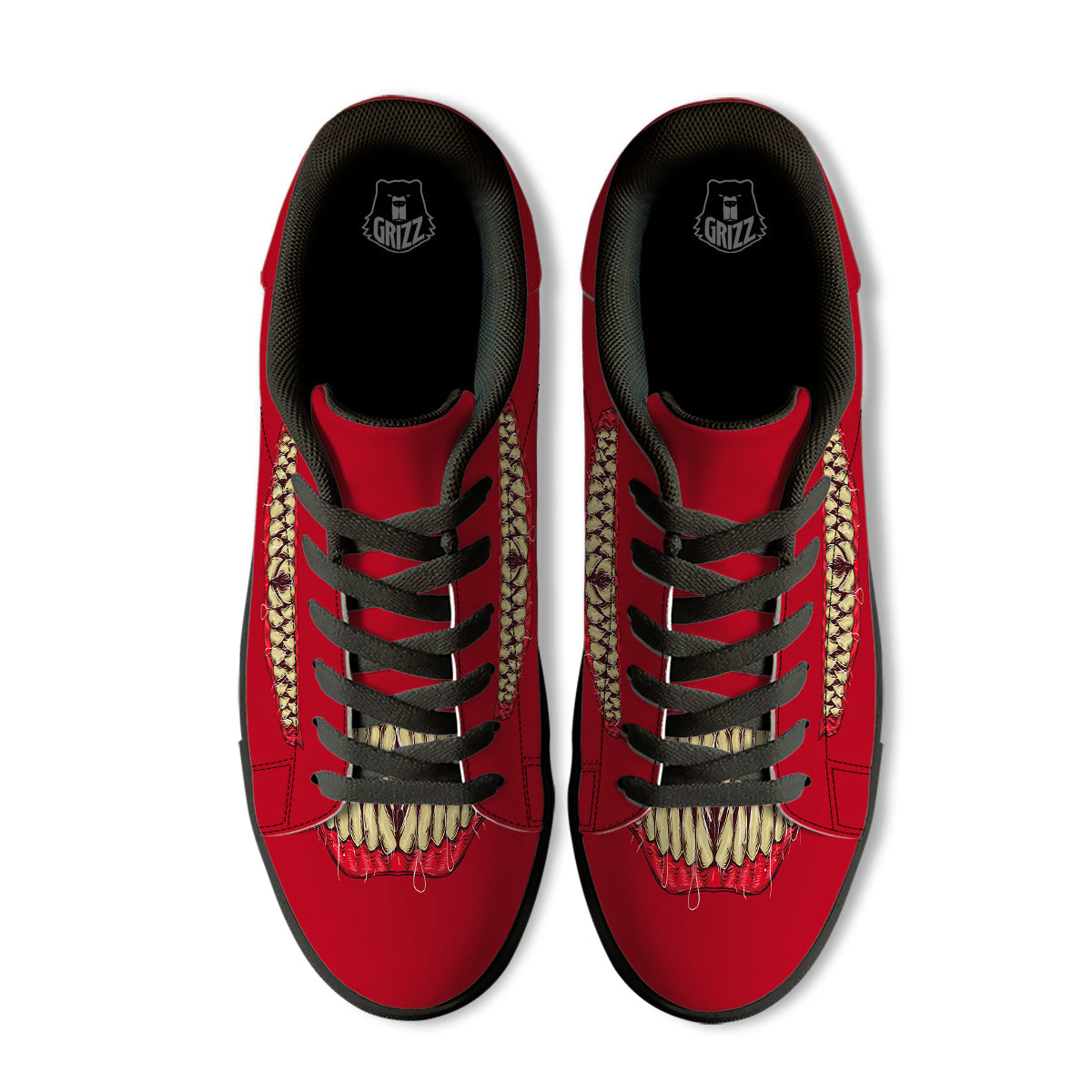 Sinister Smile Print Black Low Top Sneakers-grizzshop
