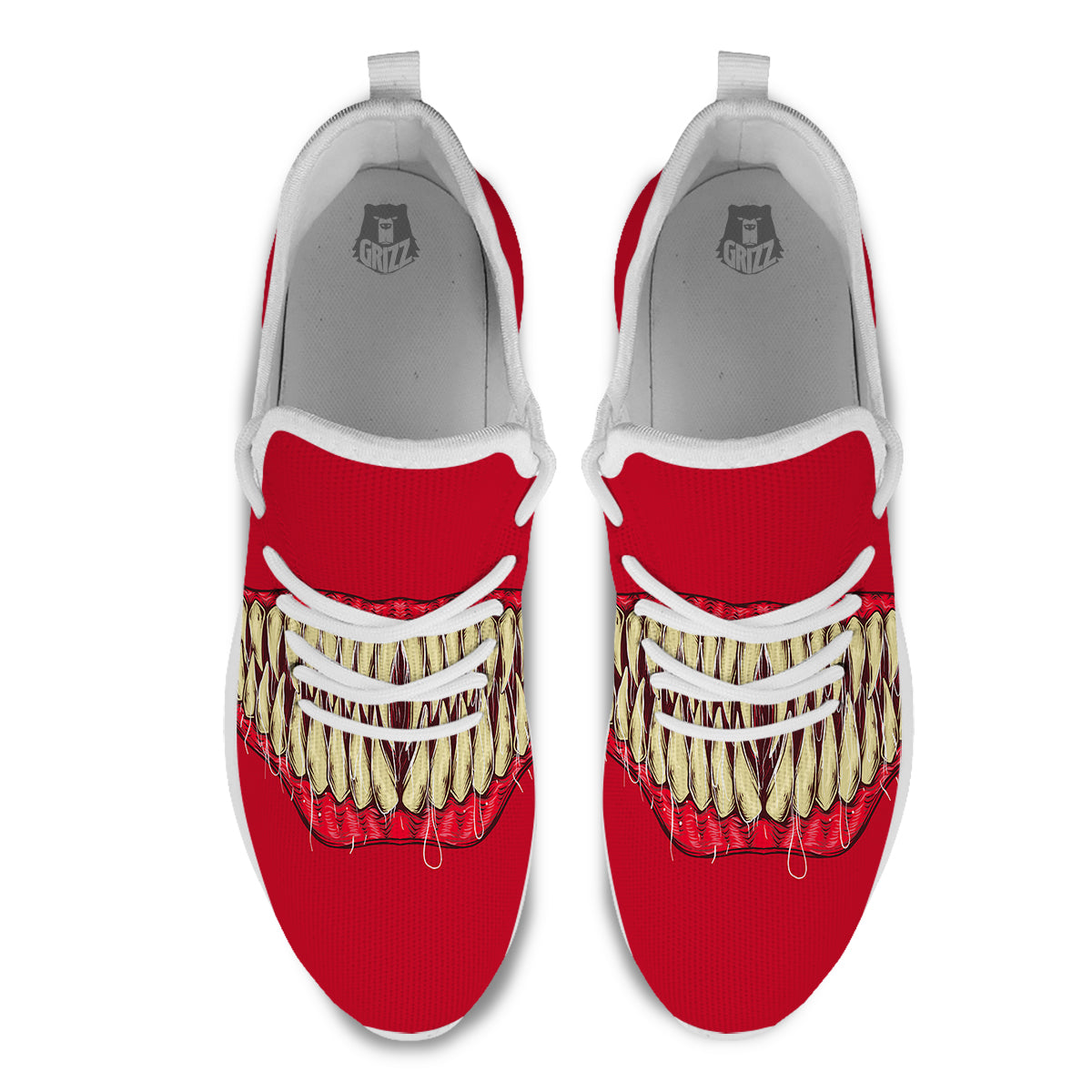 Sinister Smile Print White Athletic Shoes-grizzshop