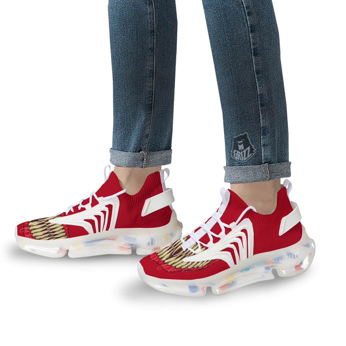 Sinister Smile Print White Gym Shoes-grizzshop