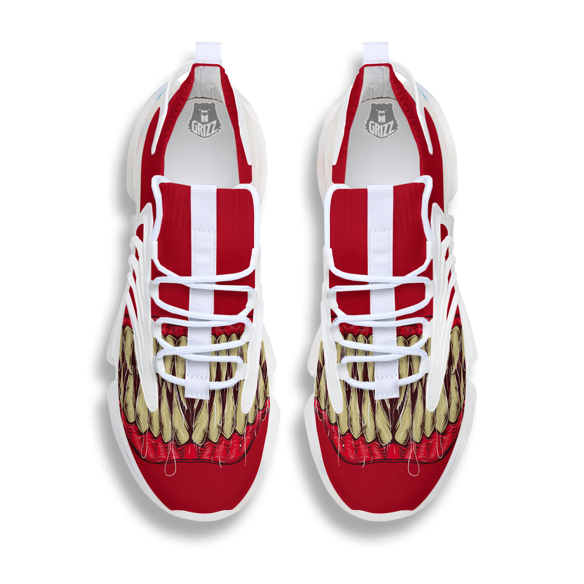 Sinister Smile Print White Gym Shoes-grizzshop