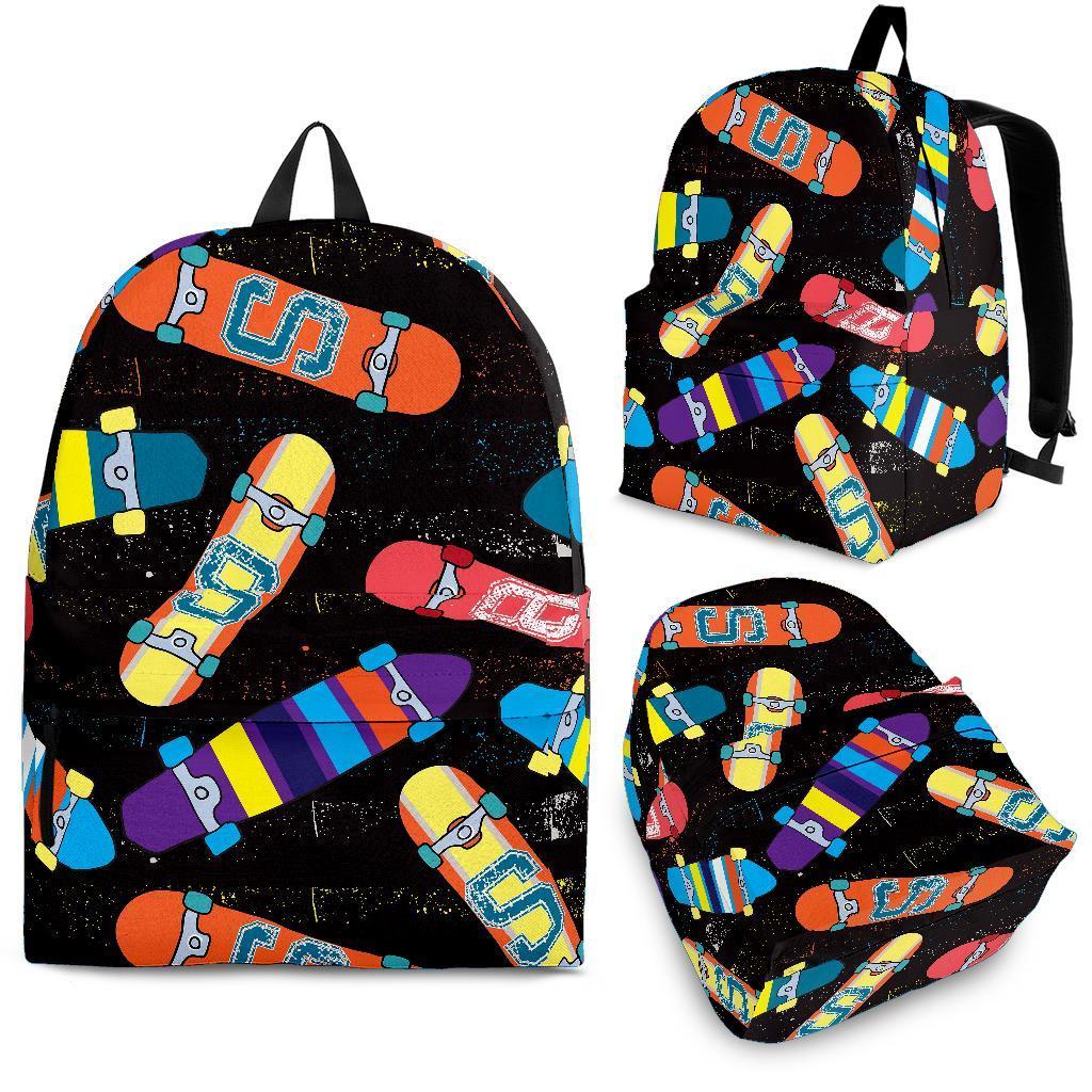 Skateboard Colorful Pattern Print Backpack-grizzshop