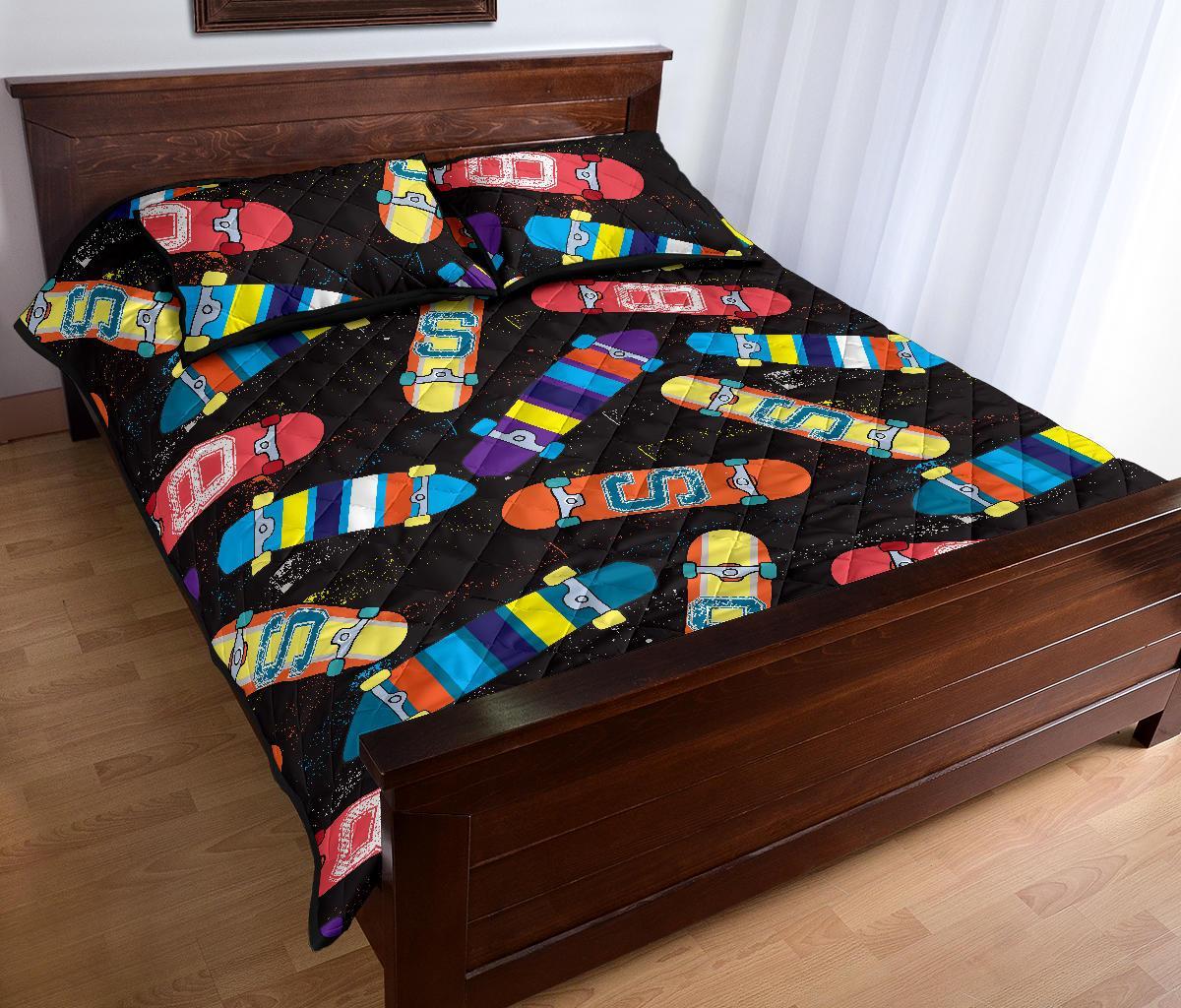 Skateboard Colorful Pattern Print Bed Set Quilt-grizzshop