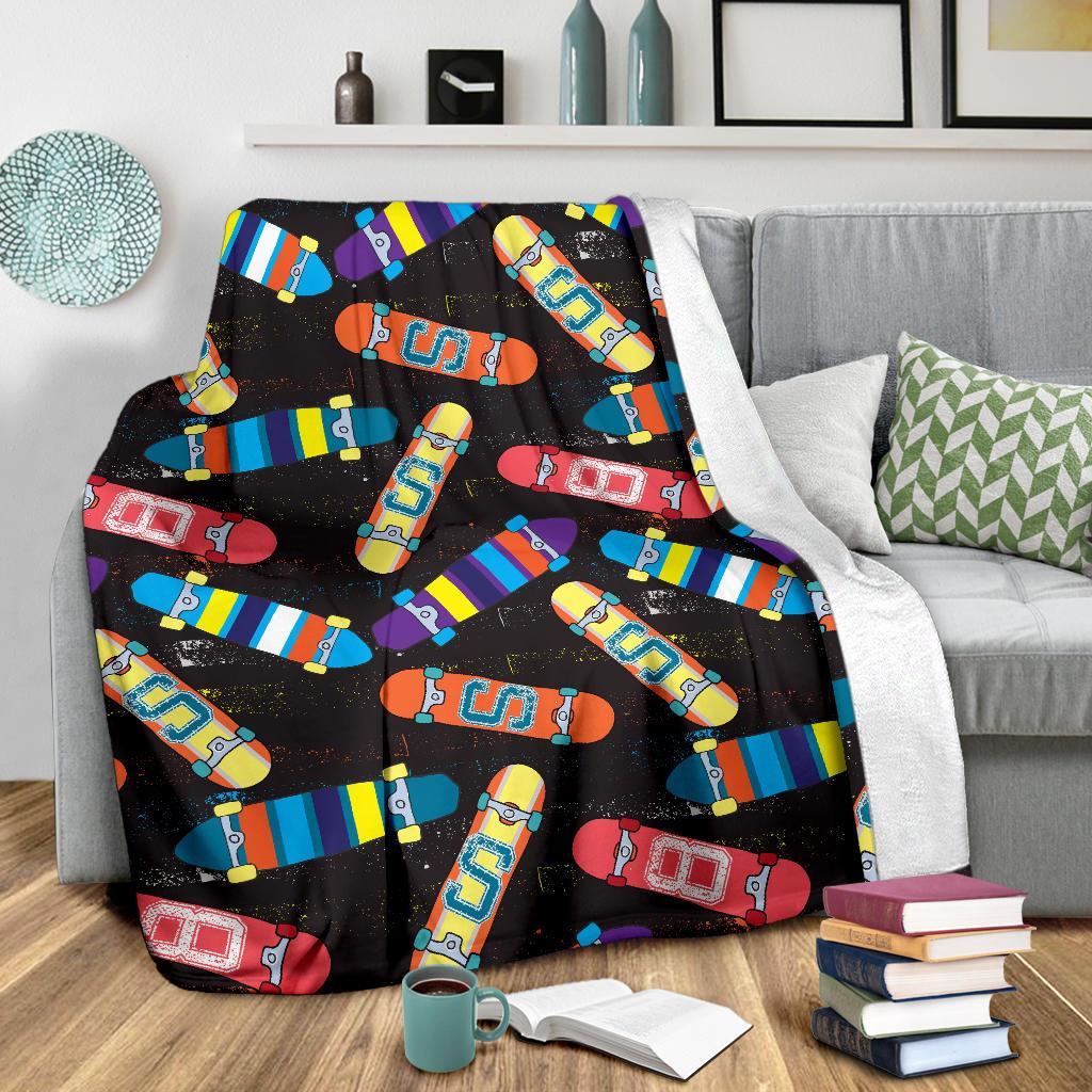Skateboard Colorful Pattern Print Blanket-grizzshop