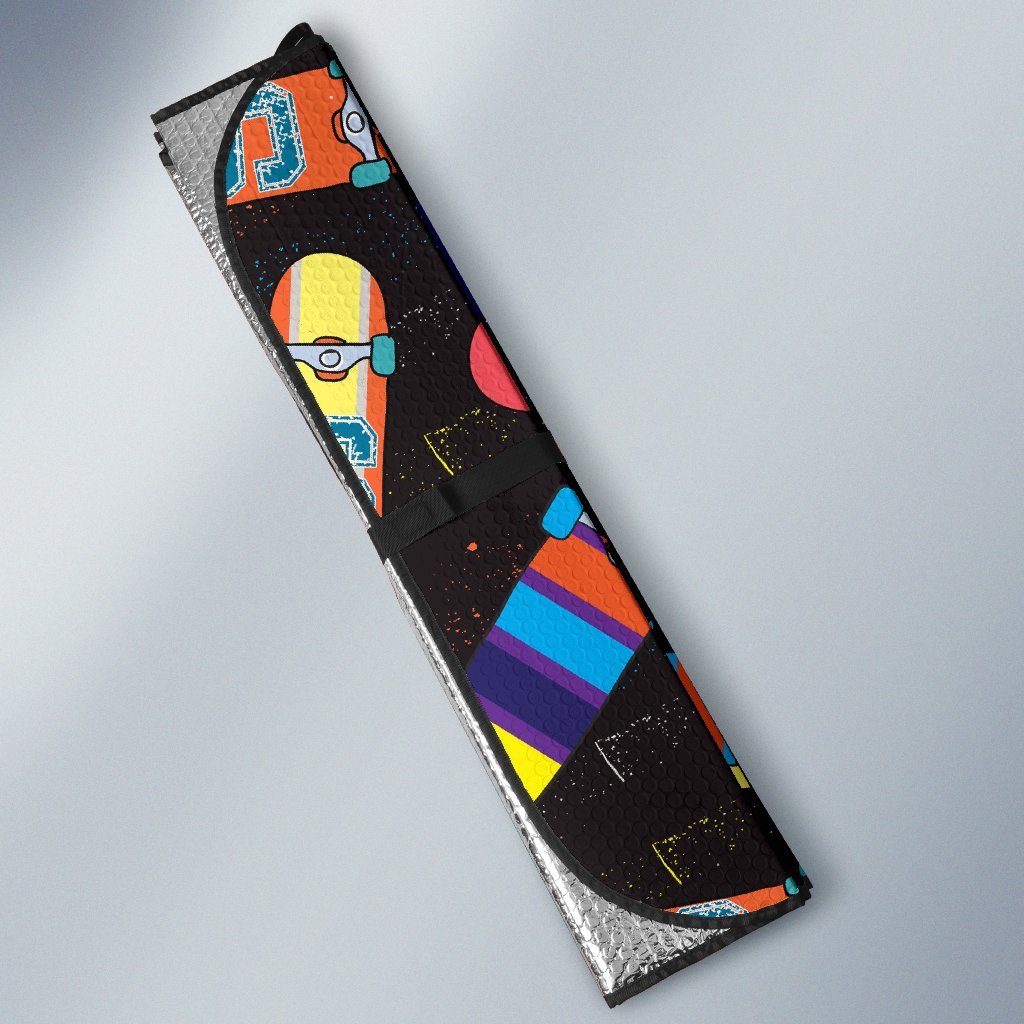 Skateboard Colorful Pattern Print Car Sun Shade-grizzshop