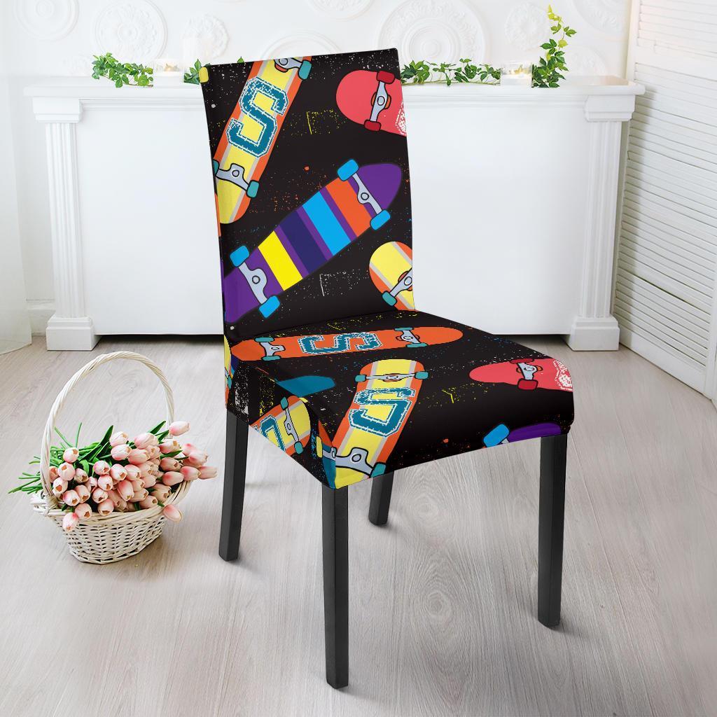 Skateboard Colorful Pattern Print Chair Cover-grizzshop