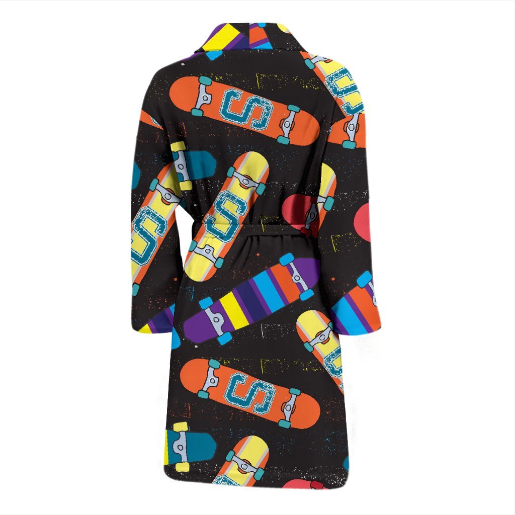 Skateboard Colorful Pattern Print Men Long Robe-grizzshop