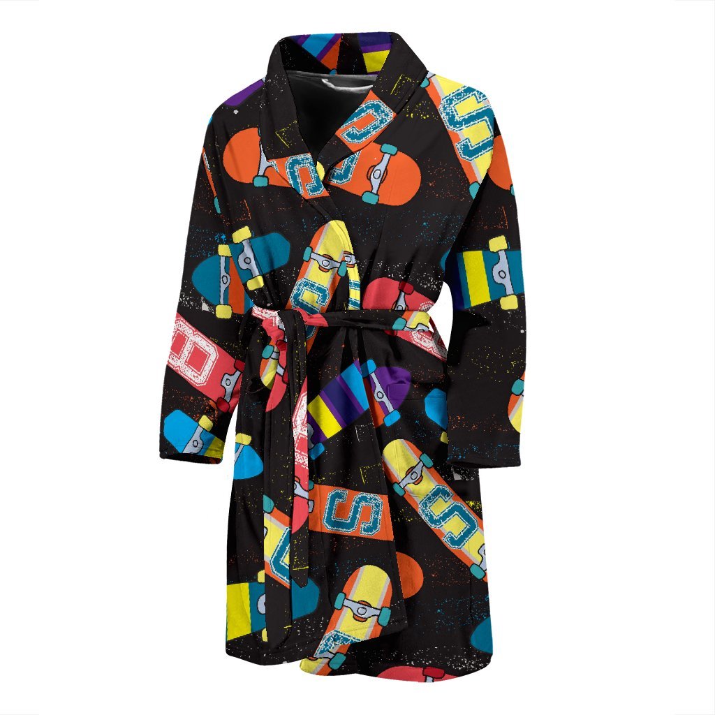 Skateboard Colorful Pattern Print Men Long Robe-grizzshop