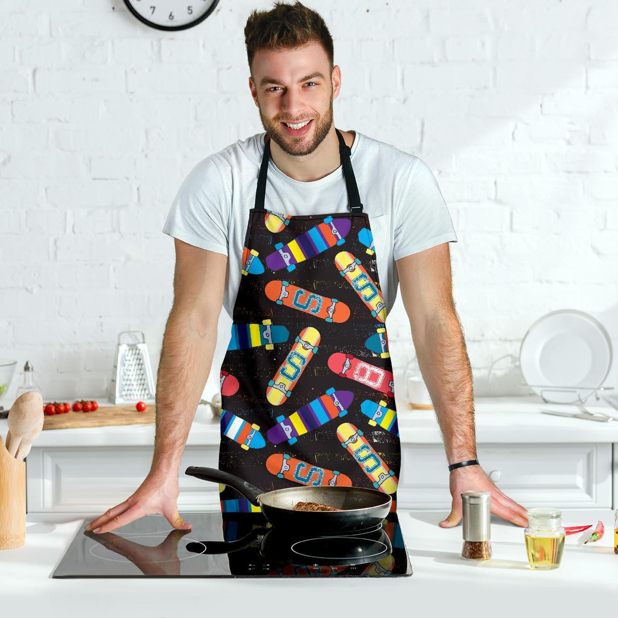 Skateboard Colorful Pattern Print Men's Apron-grizzshop