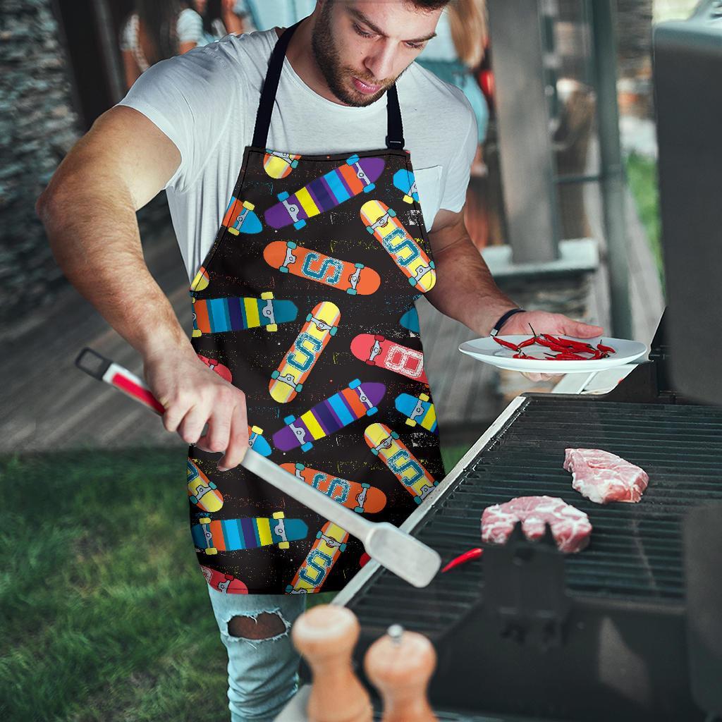 Skateboard Colorful Pattern Print Men's Apron-grizzshop