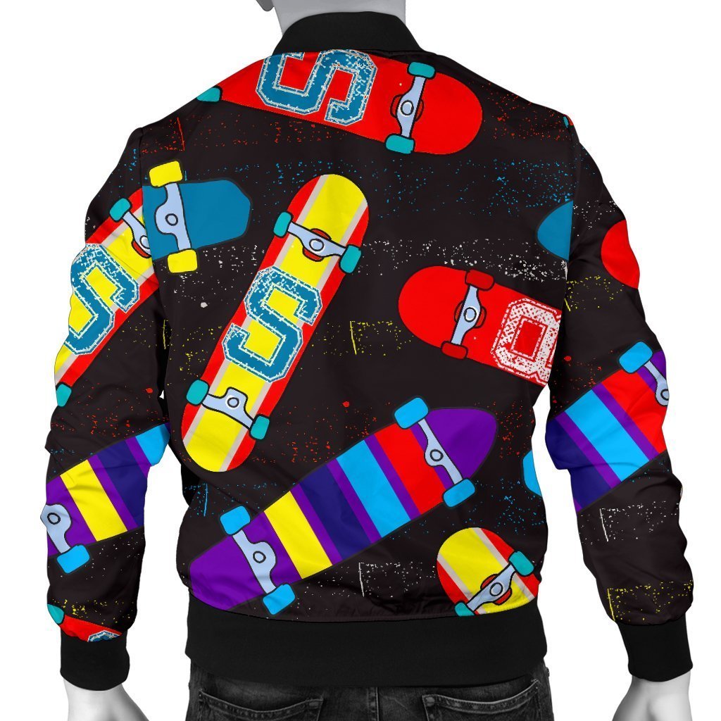 Skateboard Colorful Pattern Print Men's Bomber Jacket-grizzshop