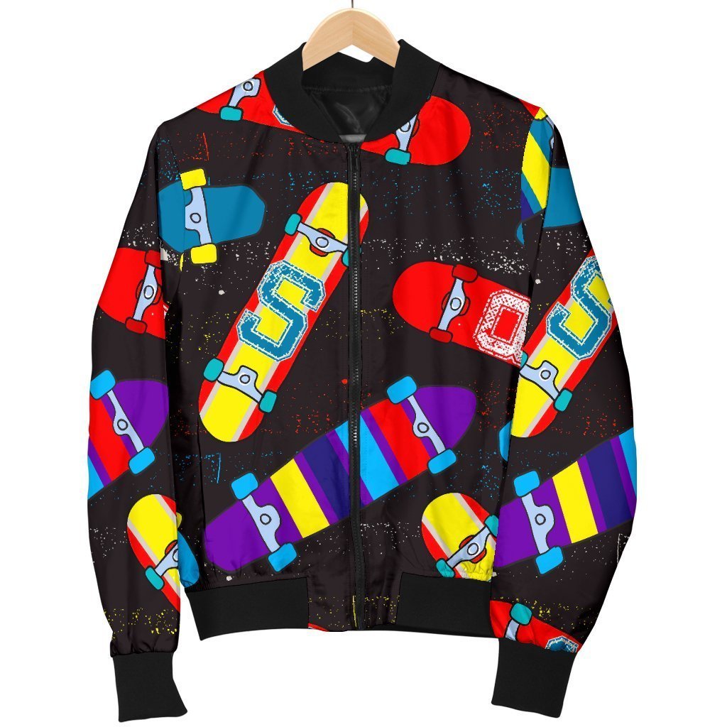 Skateboard Colorful Pattern Print Men's Bomber Jacket-grizzshop