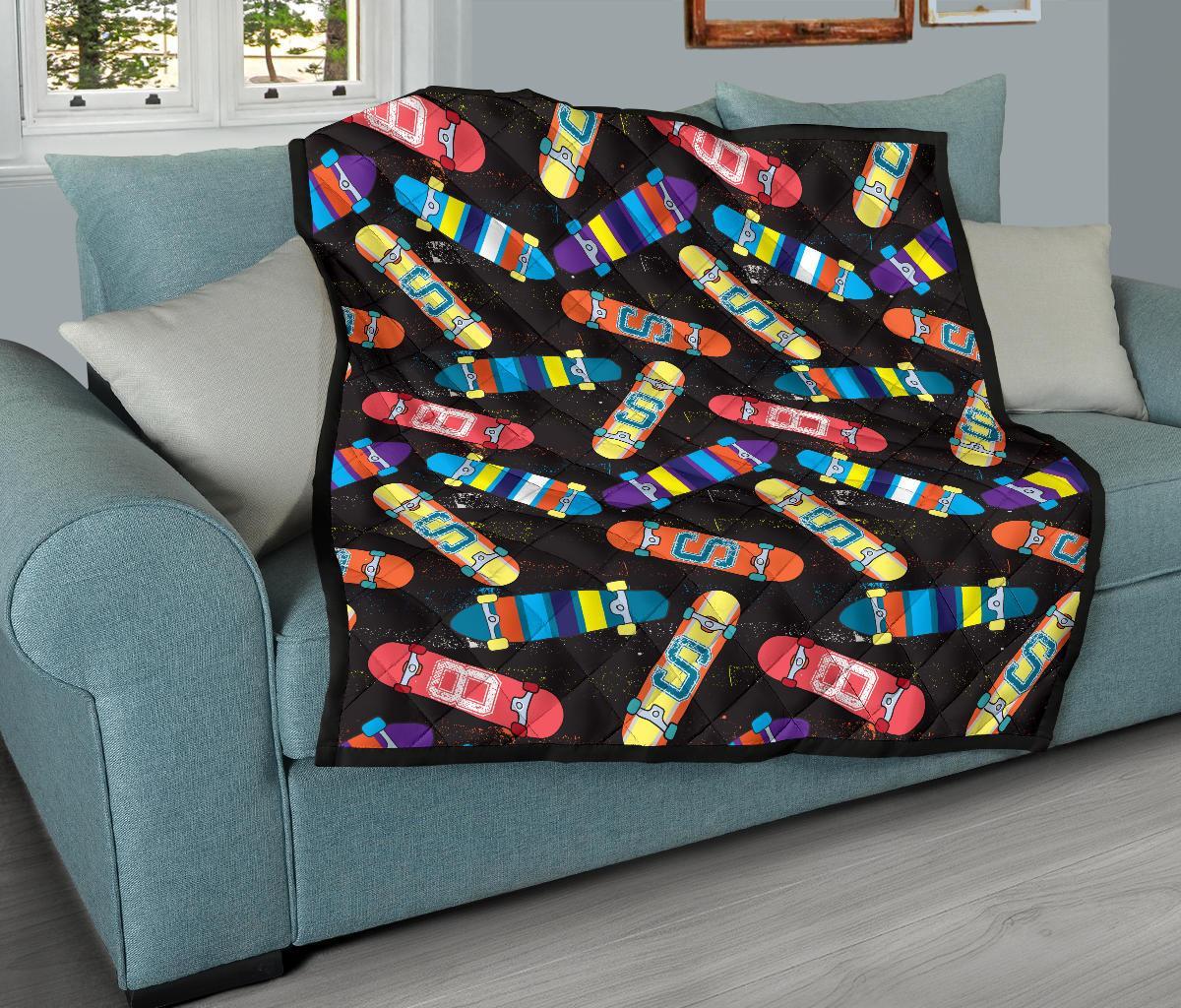 Skateboard Colorful Pattern Print Quilt-grizzshop