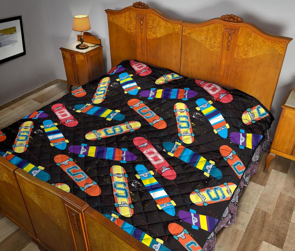 Skateboard Colorful Pattern Print Quilt-grizzshop