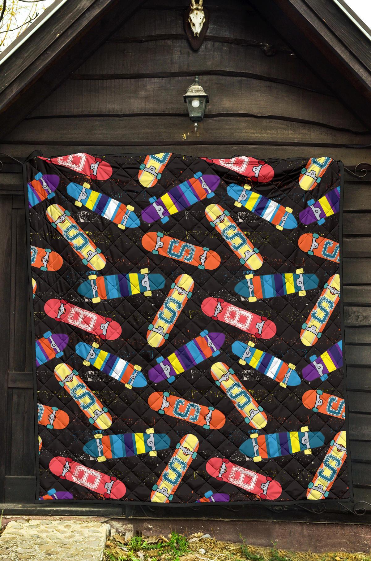 Skateboard Colorful Pattern Print Quilt-grizzshop