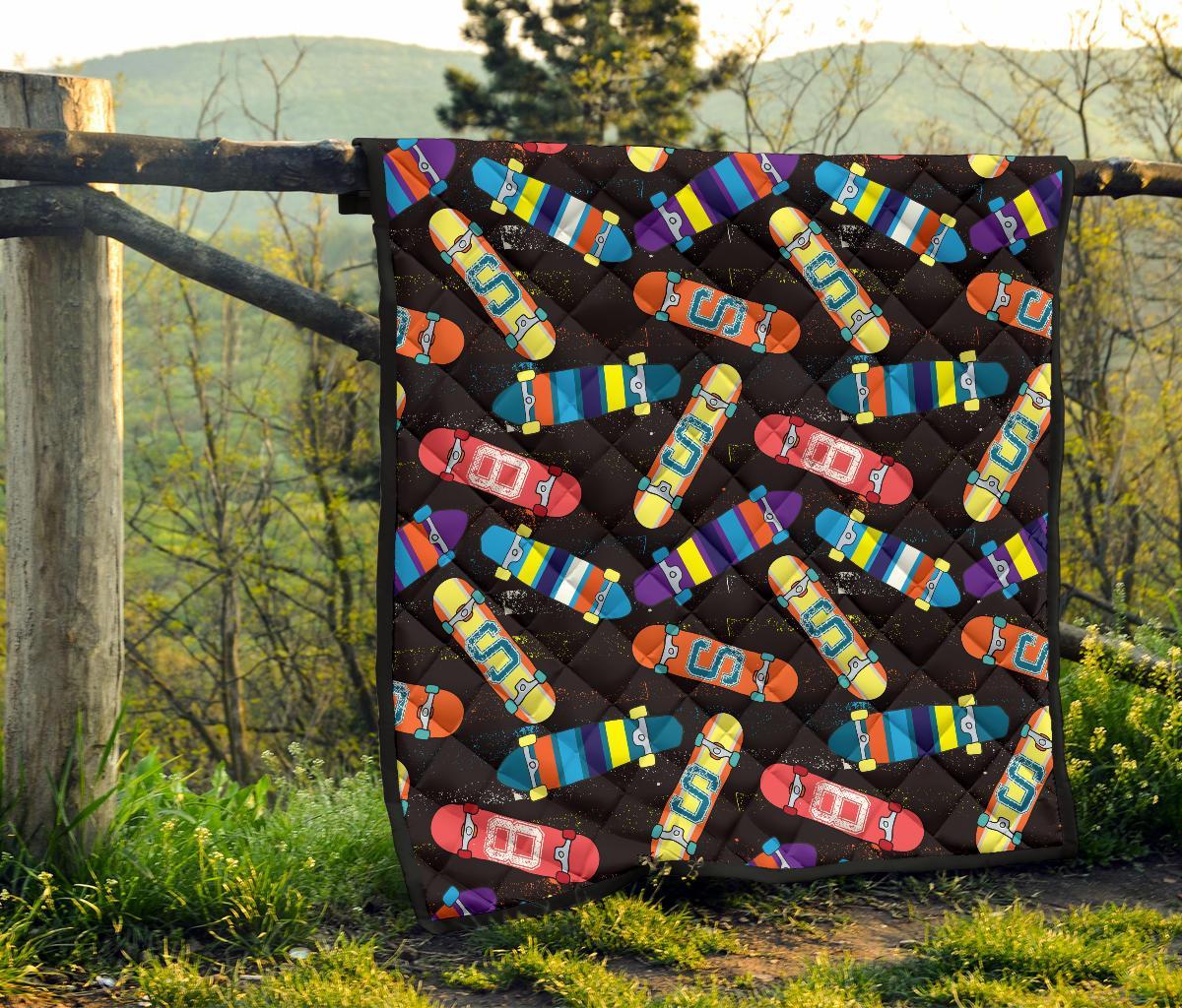 Skateboard Colorful Pattern Print Quilt-grizzshop
