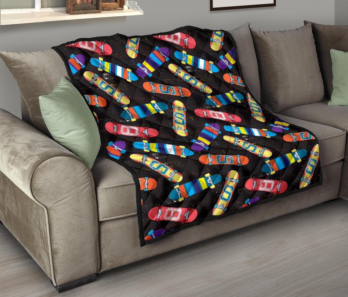Skateboard Colorful Pattern Print Quilt-grizzshop