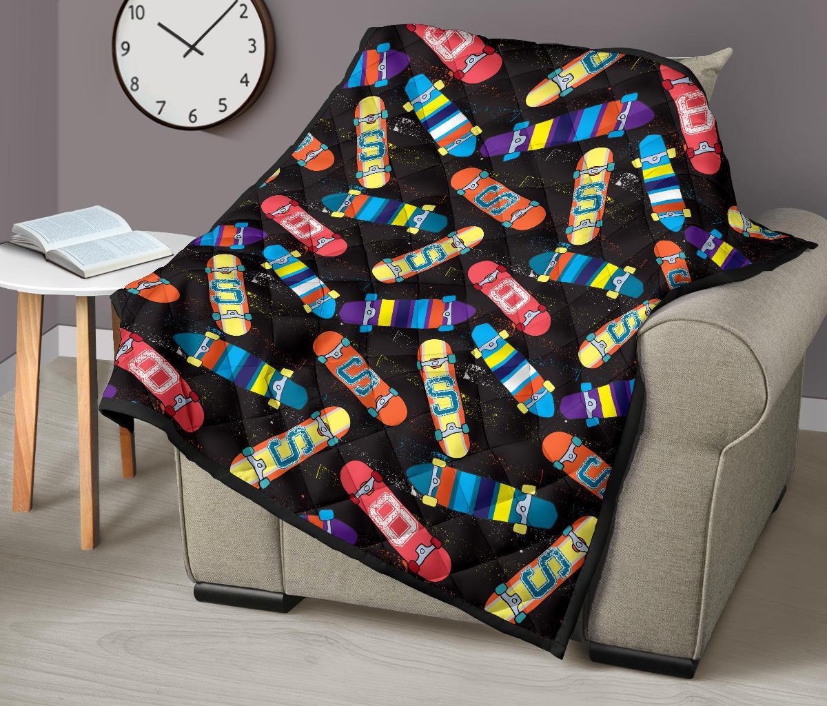 Skateboard Colorful Pattern Print Quilt-grizzshop