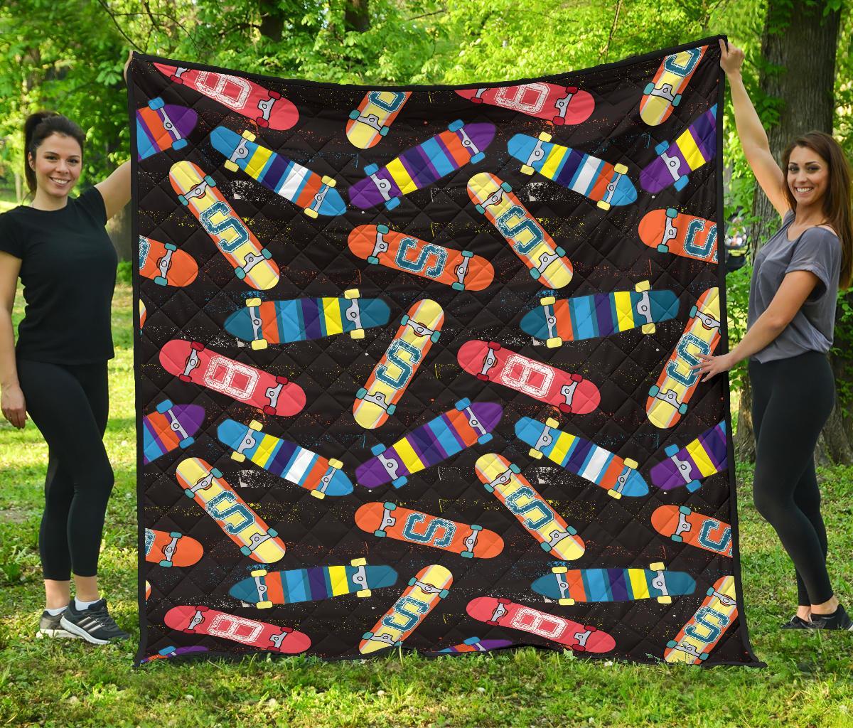 Skateboard Colorful Pattern Print Quilt-grizzshop