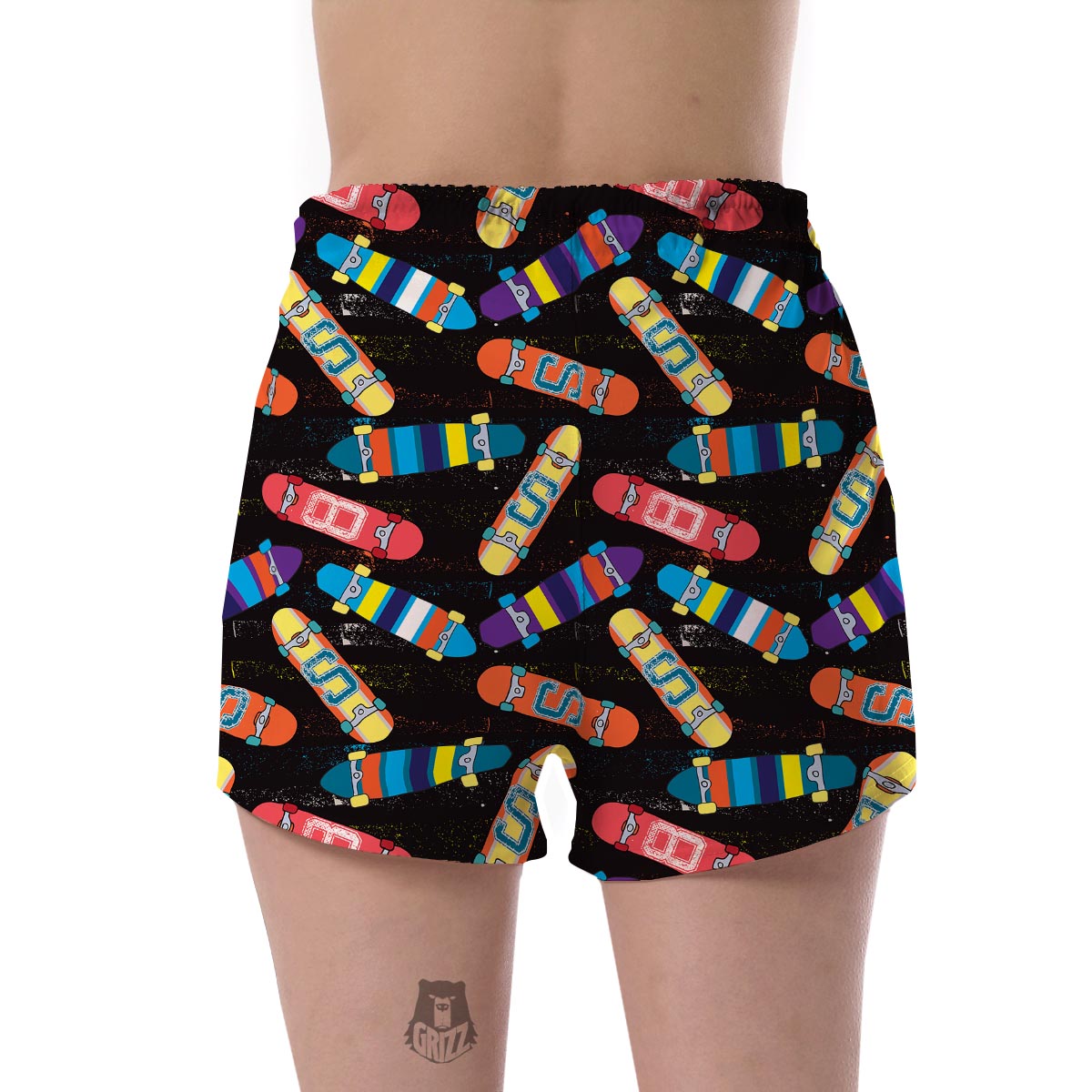 Skateboard Colorful Pattern Print Women's Shorts-grizzshop