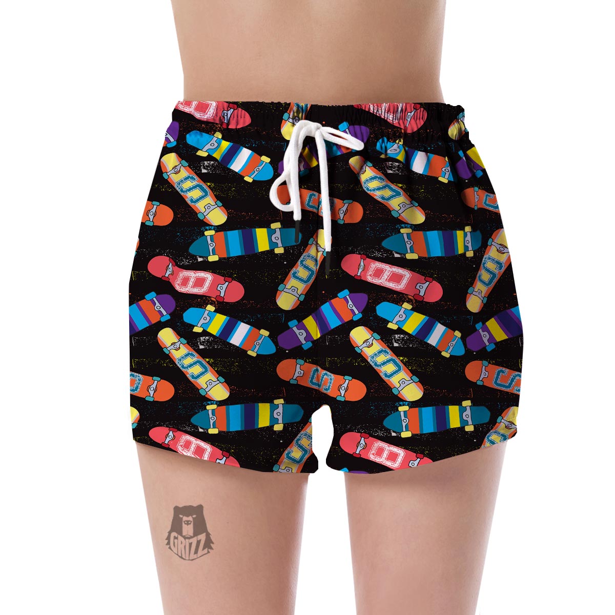 Skateboard Colorful Pattern Print Women's Shorts-grizzshop