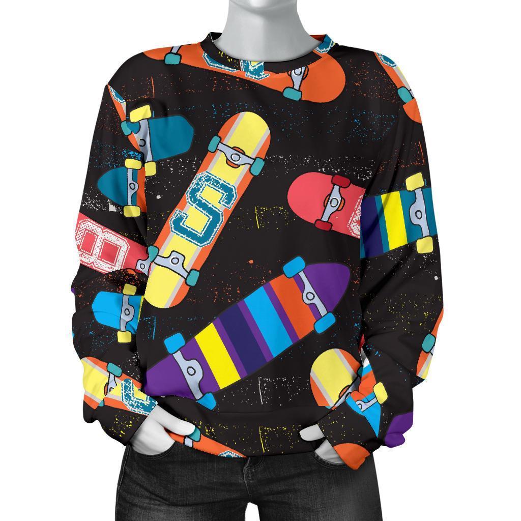 Skateboard Colorful Pattern Print Women's Sweatshirt-grizzshop
