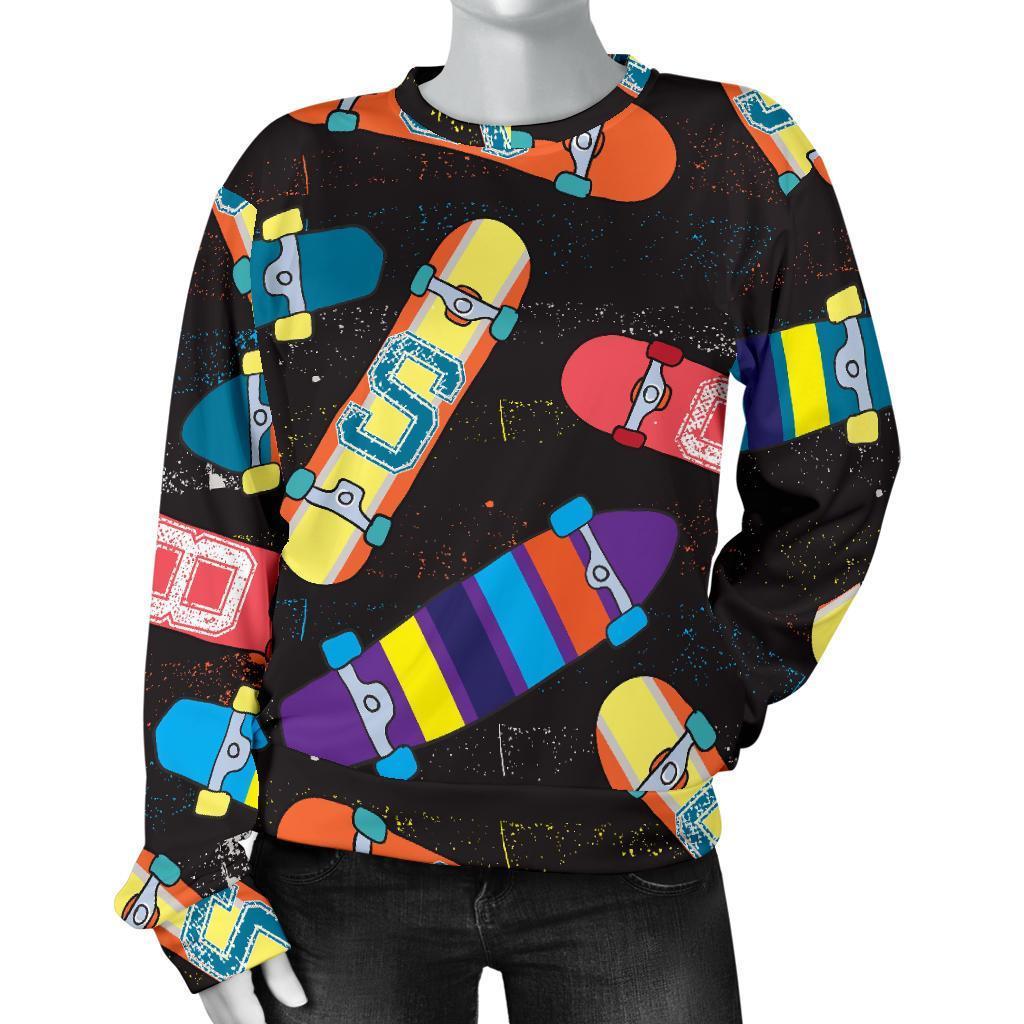 Skateboard Colorful Pattern Print Women's Sweatshirt-grizzshop