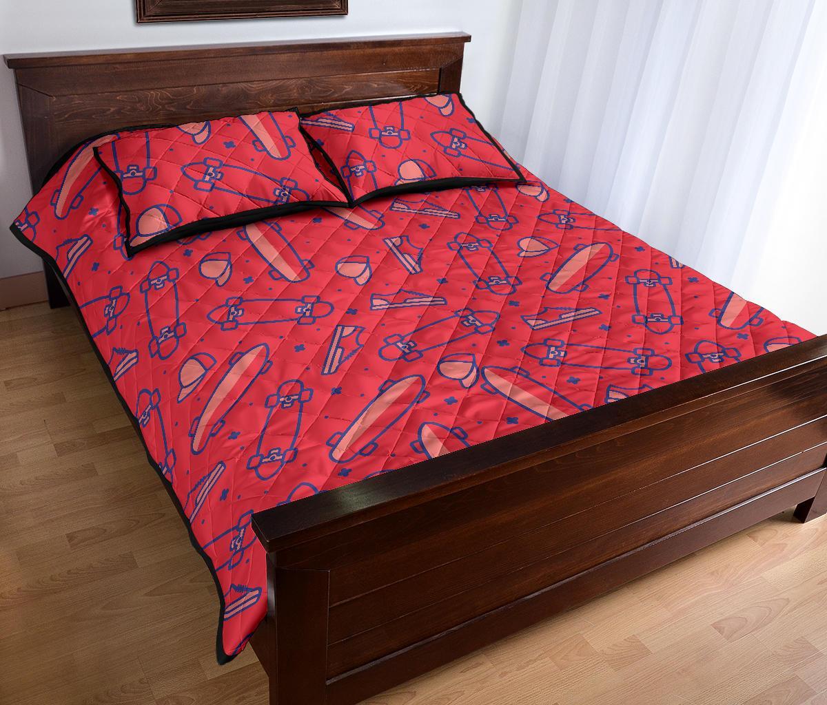 Skateboard Pattern Print Bed Set Quilt-grizzshop