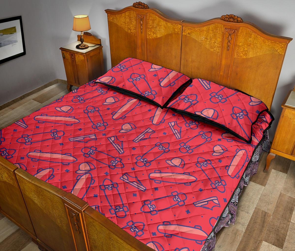 Skateboard Pattern Print Bed Set Quilt-grizzshop