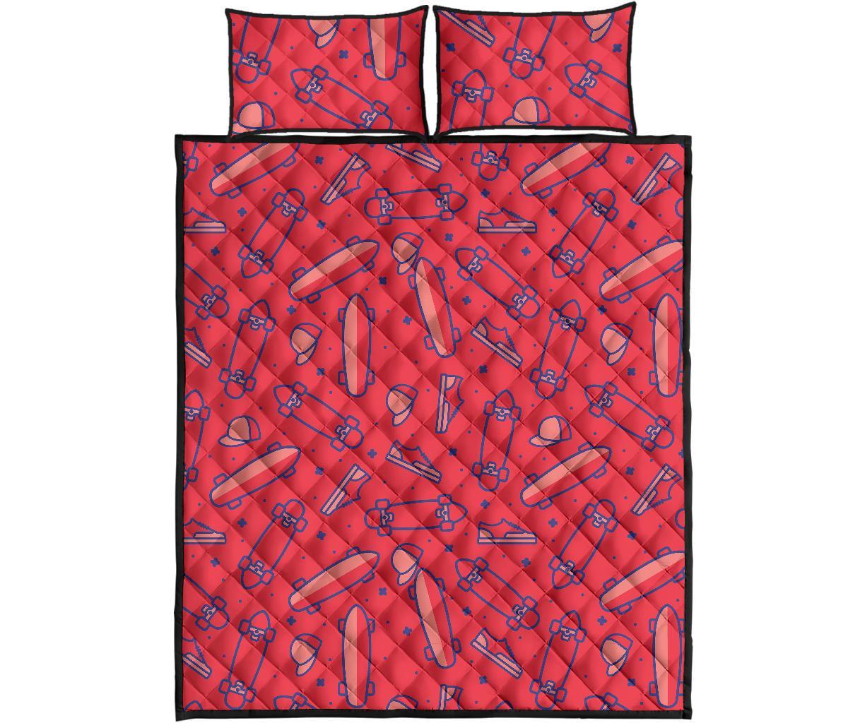 Skateboard Pattern Print Bed Set Quilt-grizzshop