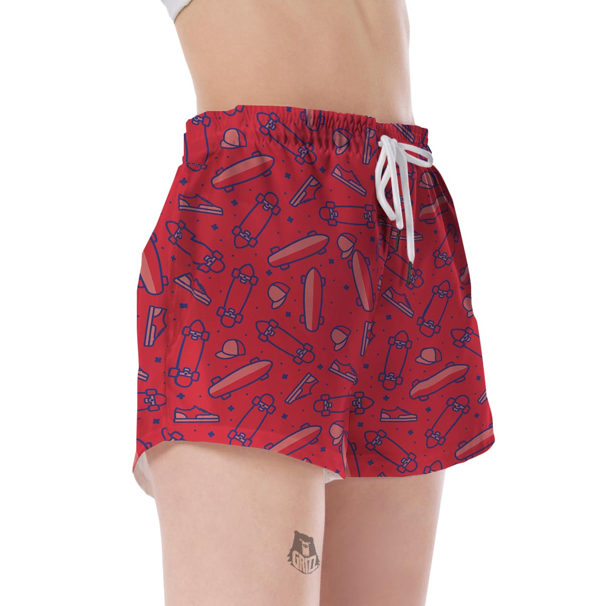 Skateboard Pattern Print Women's Shorts-grizzshop