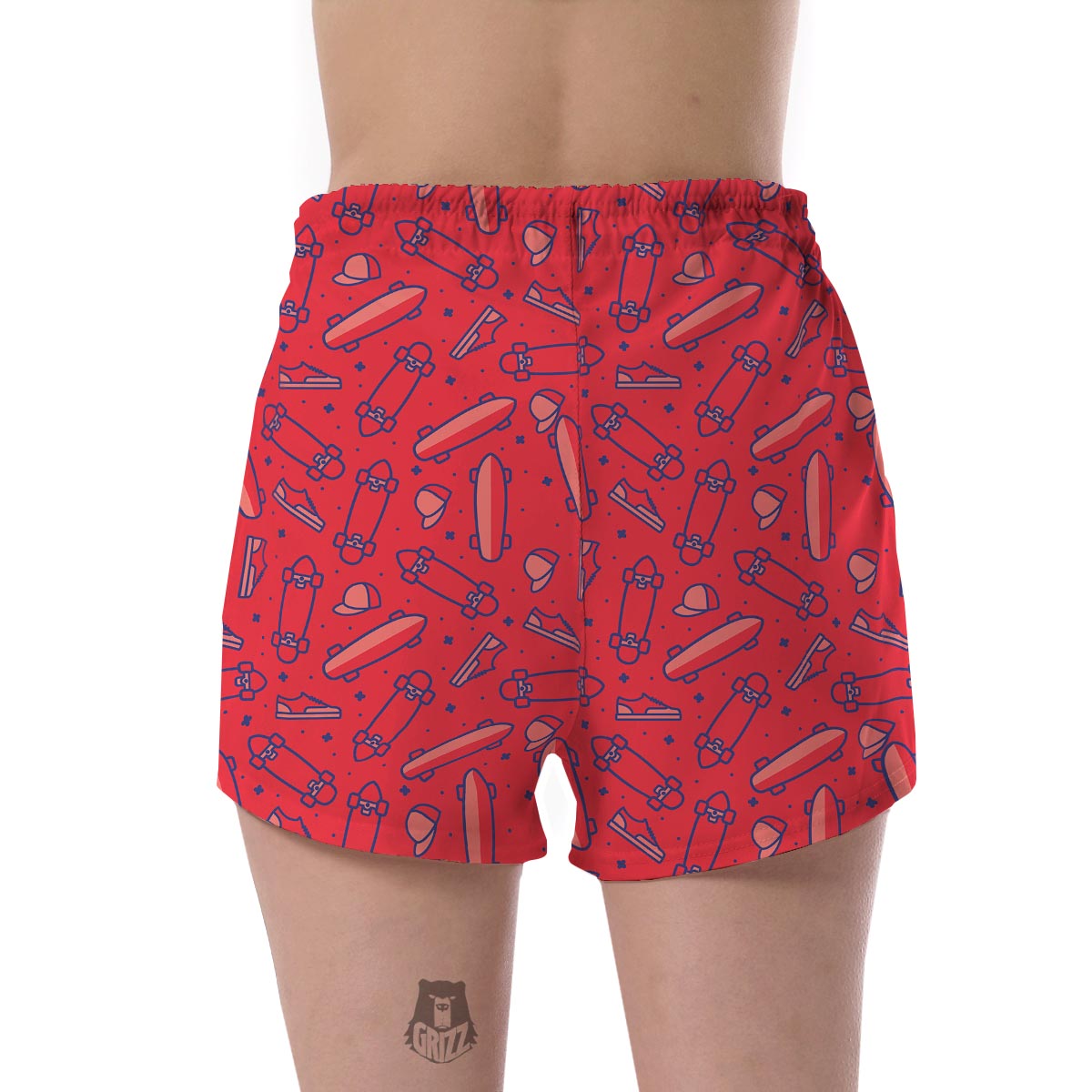 Skateboard Pattern Print Women's Shorts-grizzshop
