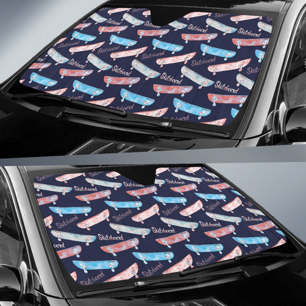 Skateboard Print Pattern Car Sun Shade-grizzshop