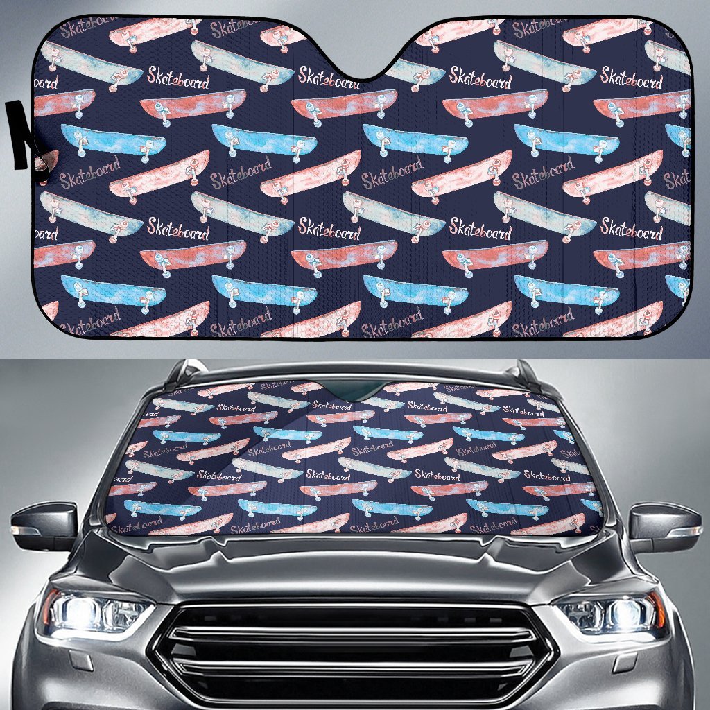 Skateboard Print Pattern Car Sun Shade-grizzshop