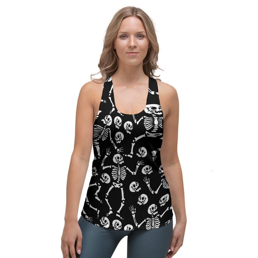 Skeleton Dancing Halloween Women's Racerback Tank Top-grizzshop