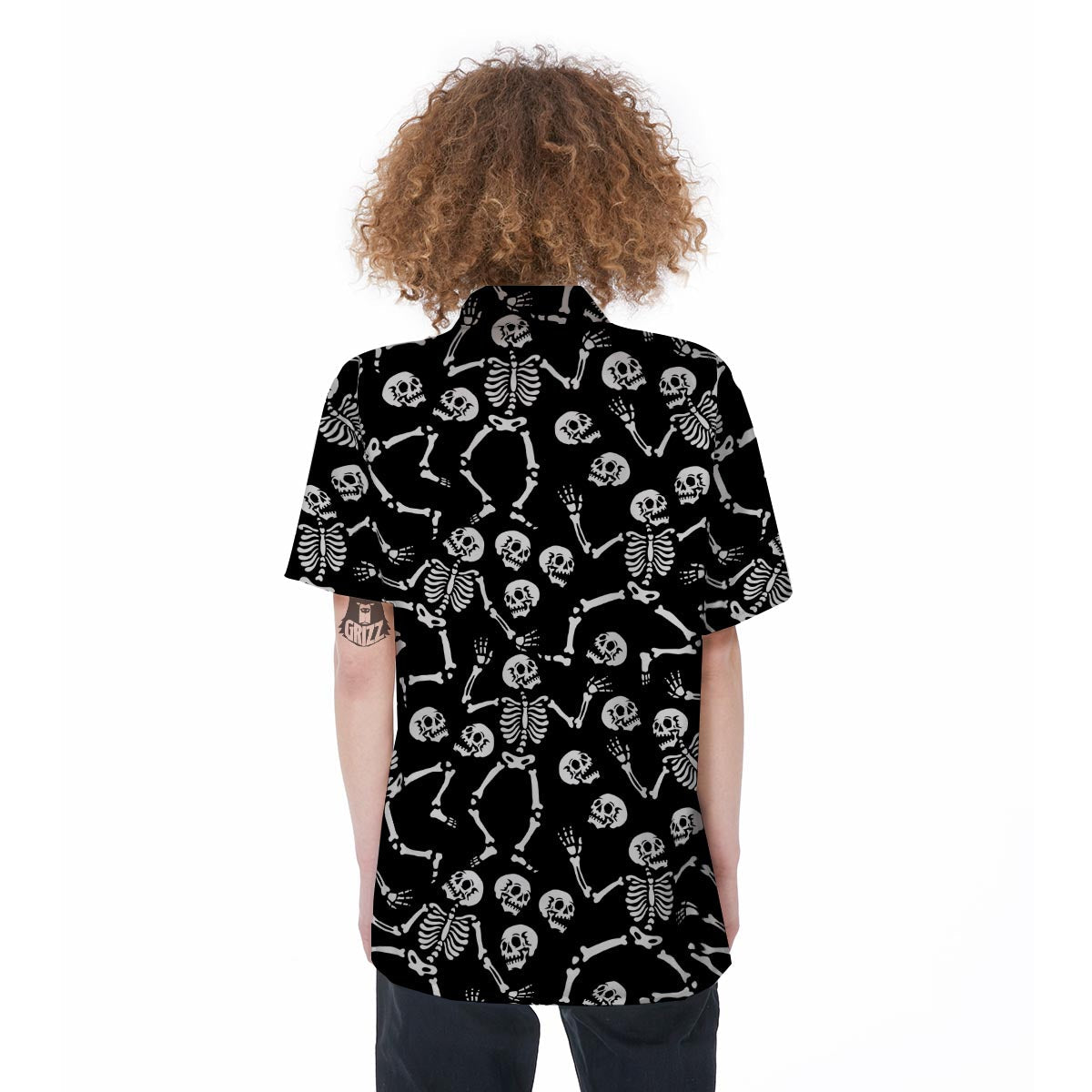 Skeleton Dancing Halloween Women's Short Sleeve Shirts-grizzshop