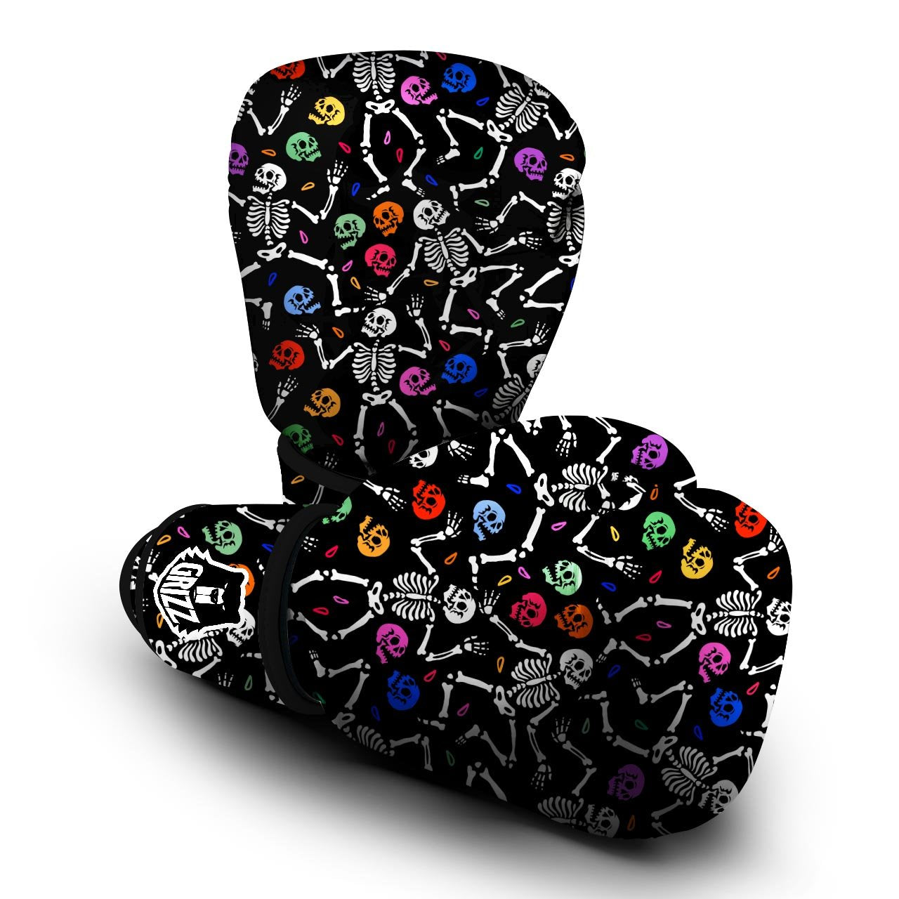 Skeleton Dancing Trippy Print Pattern Boxing Gloves-grizzshop