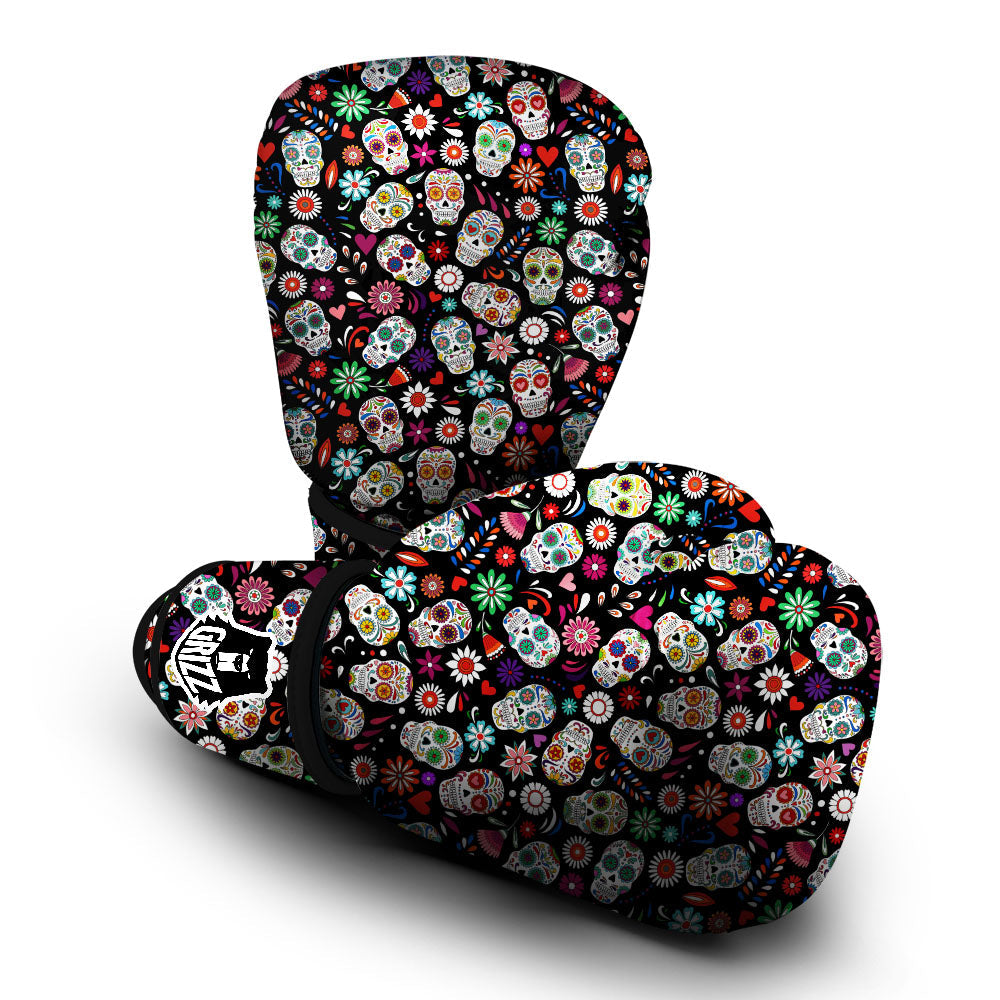 Skeleton Day Of The Dead Print Pattern Boxing Gloves-grizzshop