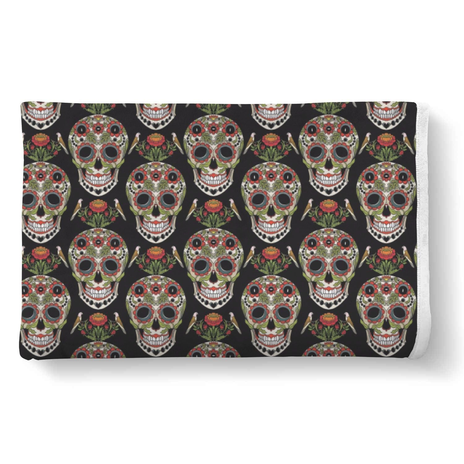 Skeleton Floral Rose Sugar Skull Girly Pattern Print Throw Blanket-grizzshop