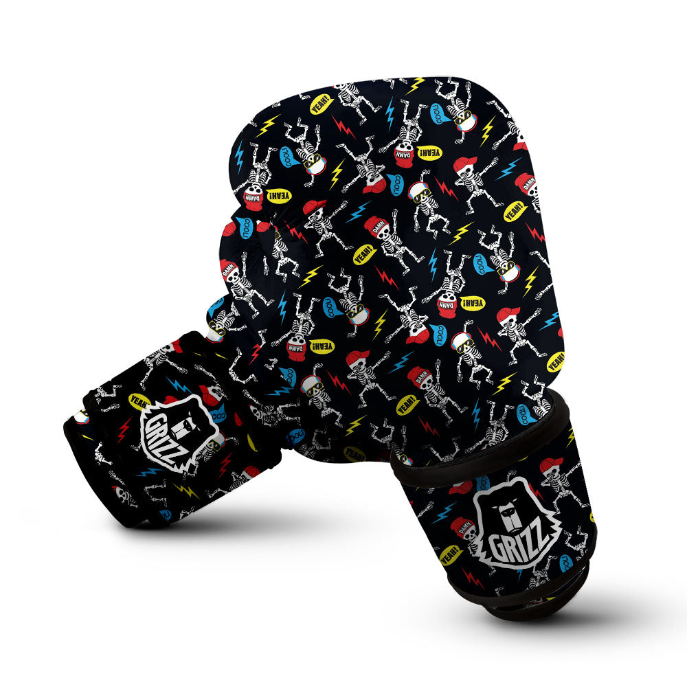 Skeleton Party Fun Print Pattern Boxing Gloves-grizzshop