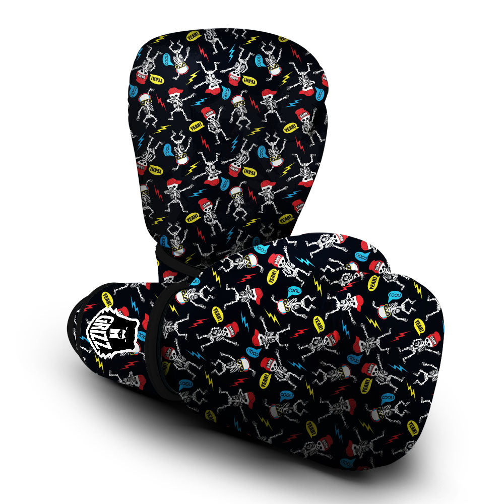 Skeleton Party Fun Print Pattern Boxing Gloves-grizzshop