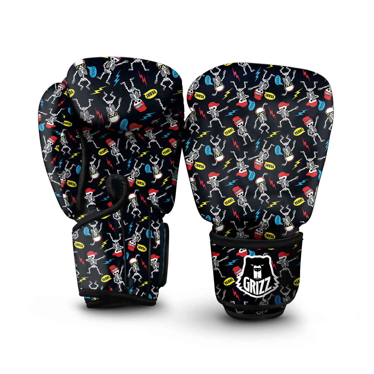 Skeleton Party Fun Print Pattern Boxing Gloves-grizzshop