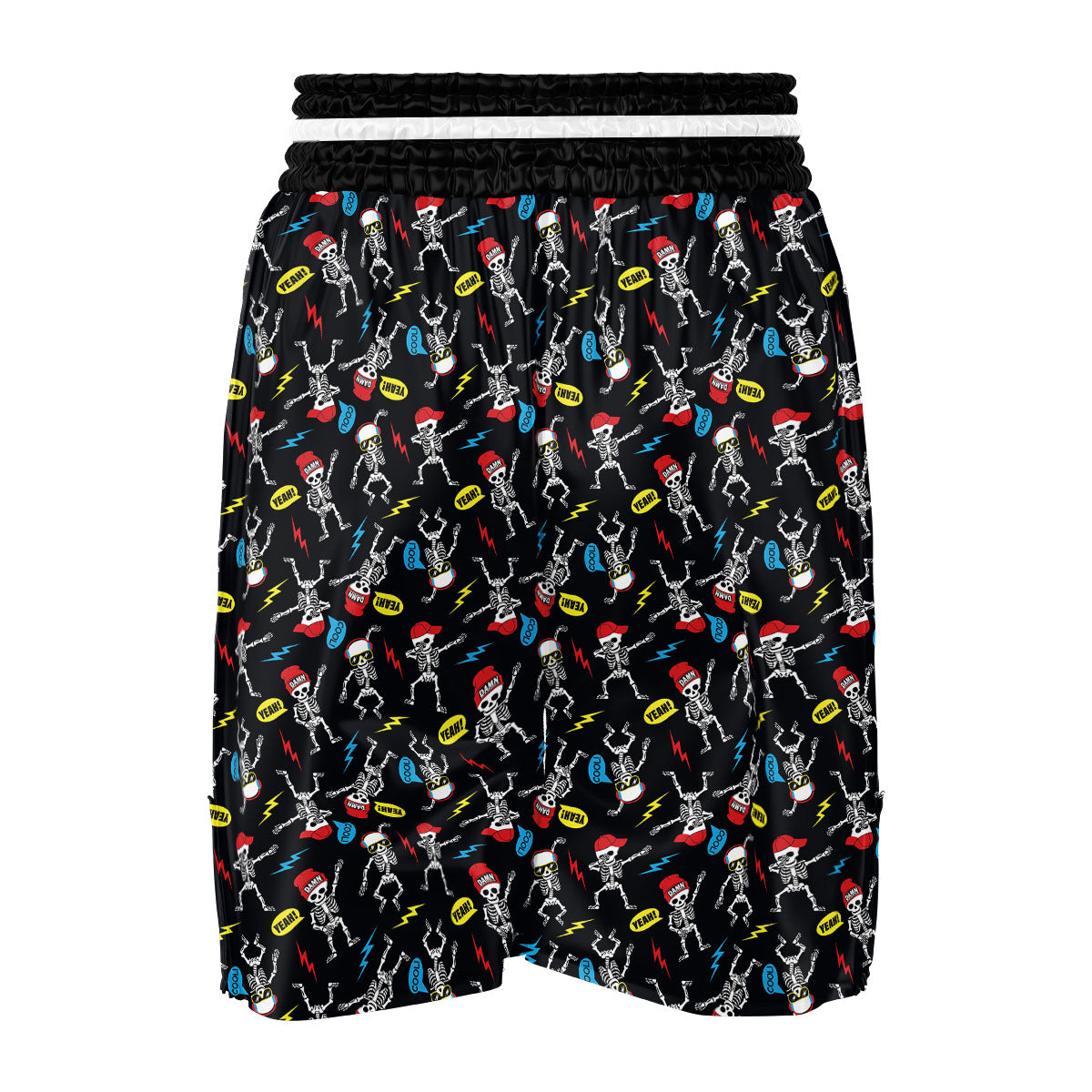 Skeleton Party Fun Print Pattern Boxing Shorts-grizzshop