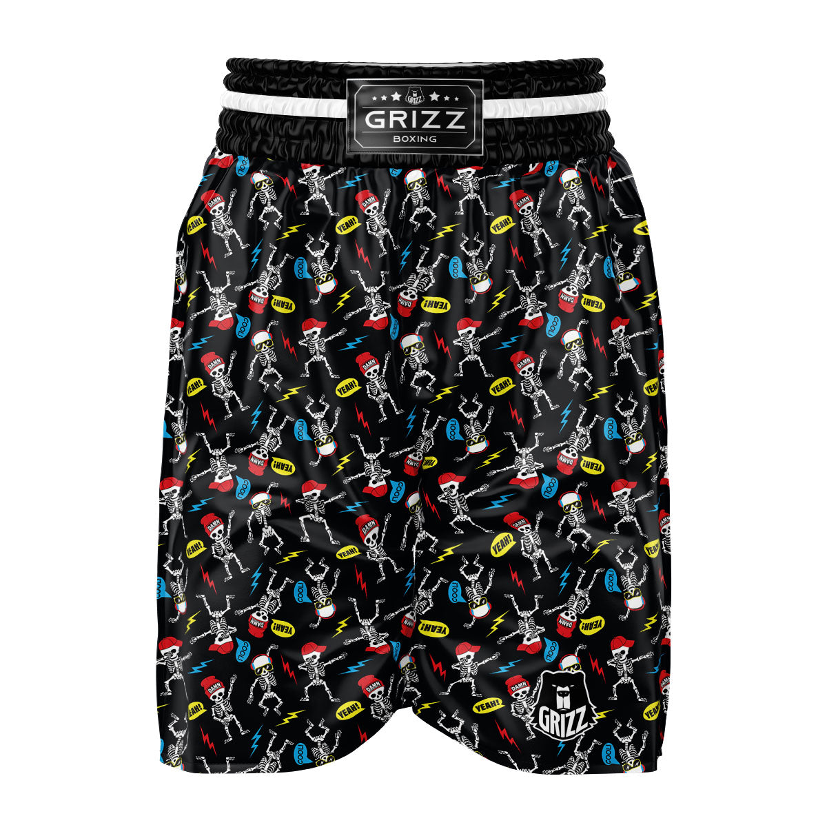 Skeleton Party Fun Print Pattern Boxing Shorts-grizzshop