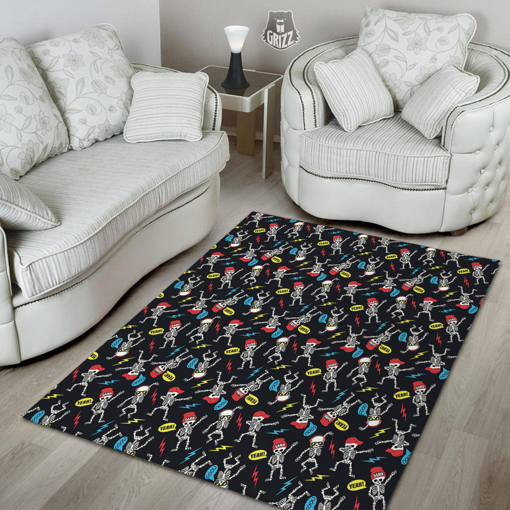 Skeleton Party Fun Print Pattern Floor Mat-grizzshop