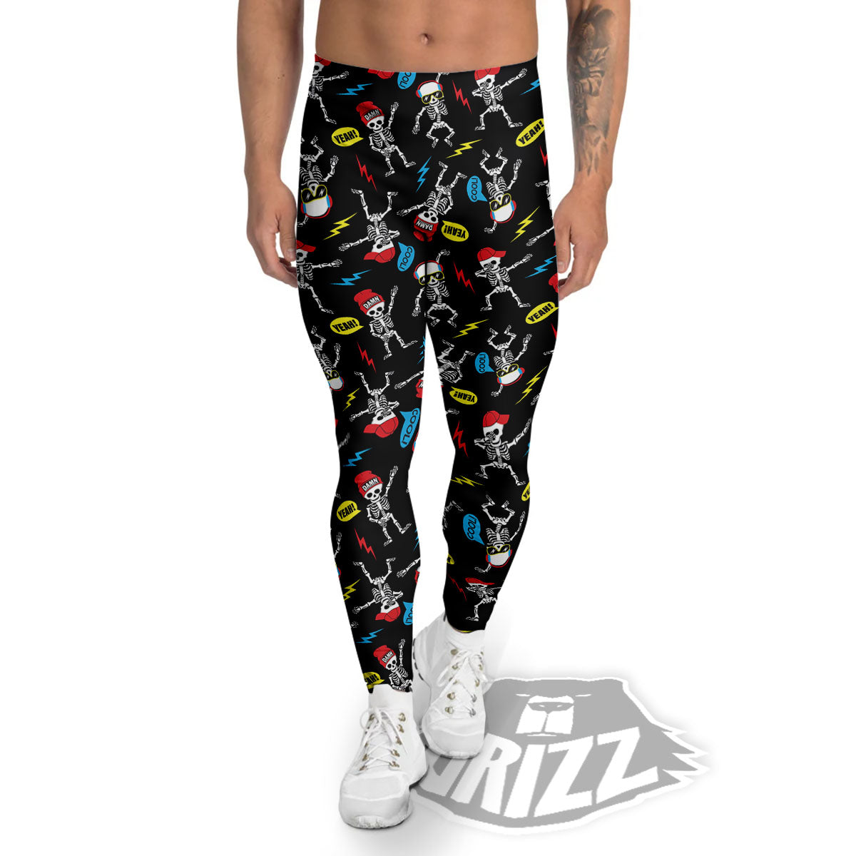 Skeleton Party Fun Print Pattern Men's Leggings-grizzshop