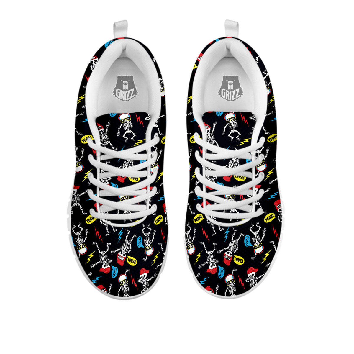 Skeleton Party Fun Print Pattern White Sneaker-grizzshop