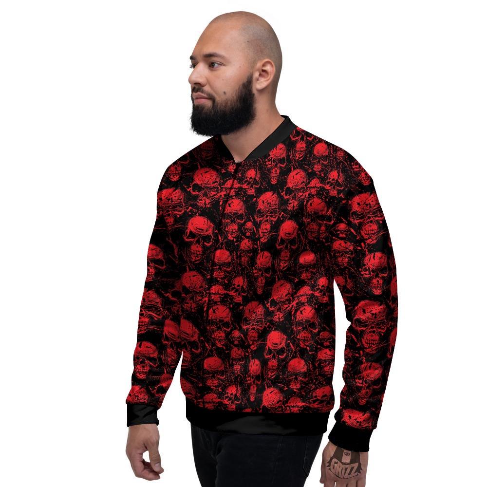 Skeleton Scary Print Pattern Men's Bomber Jacket-grizzshop